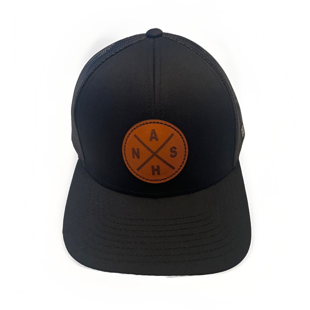 HAKA Nashville Trucker Hat Leather Patch Black NASH X Snapback Cat NWOT Mesh TN